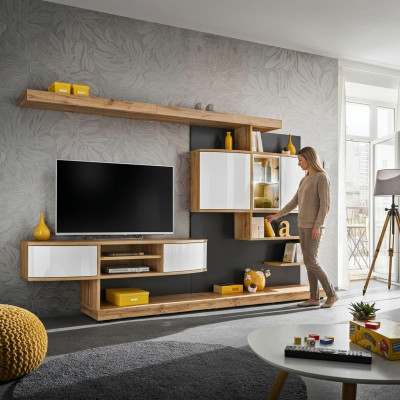 Brown wall unit furnishing luxury living room designer TV stand furniture new