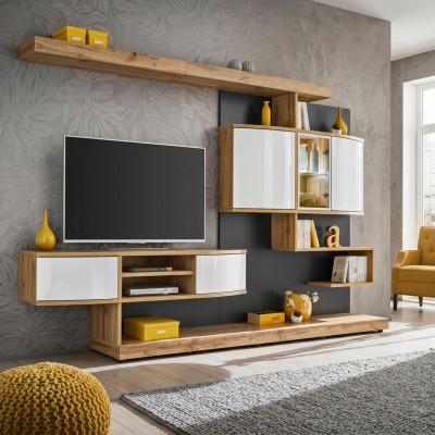 Brown wall unit furnishing luxury living room designer TV stand furniture new