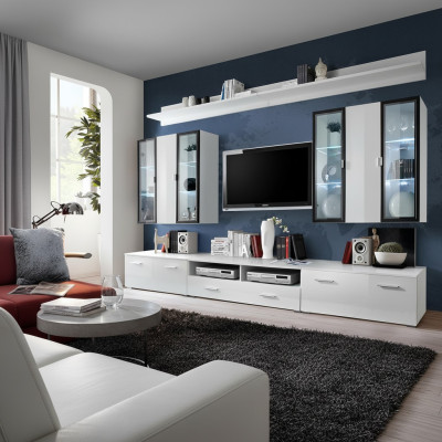 Living room furniture set designer wall unit cabinet white