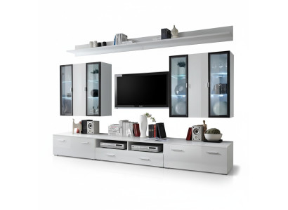 Living room furniture set designer wall unit cabinet white