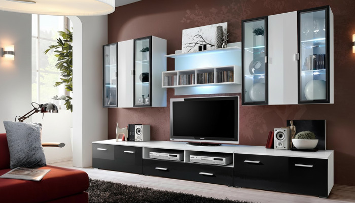 Modern design wall unit TV stand wooden living room furniture TV setup