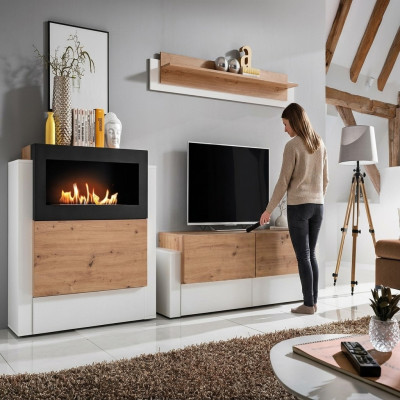 Designer white living room wall unit luxury sideboard with fireplace living room furniture