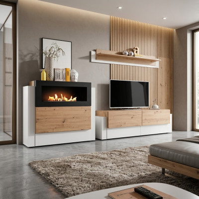 Designer white living room wall unit luxury sideboard with fireplace living room furniture