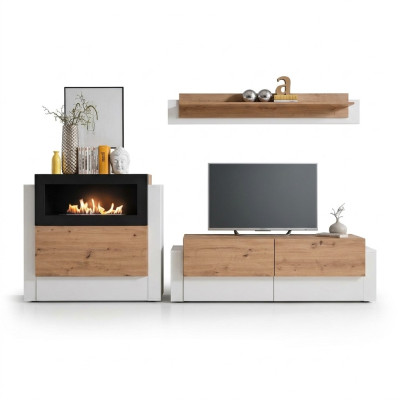 Designer white living room wall unit luxury sideboard with fireplace living room furniture