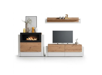 Designer white living room wall unit luxury sideboard with fireplace living room furniture