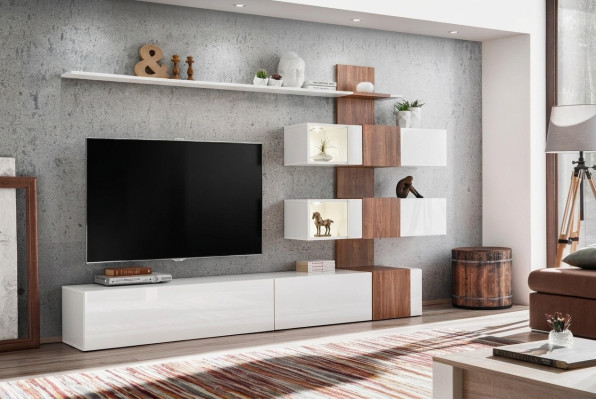 Modern living room wall luxury furniture living room design TV stand wall shelves