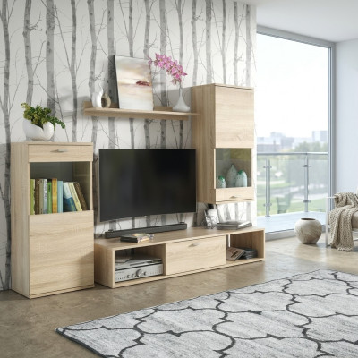 Modern wall unit display cabinet TV stand living room wall shelves new