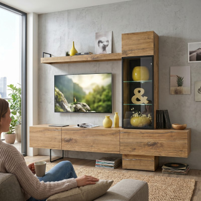 Living Room Wall Unit Designer Living Room Set Lowboard Wall Shelf TV Stand New Furniture