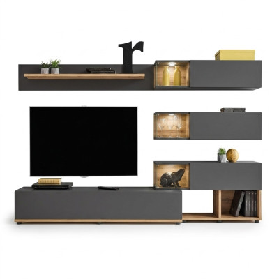 Luxury Living Room Wall Shelf Unit TV Stand Modern Wood Designer