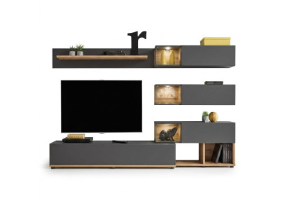 Luxury Living Room Wall Shelf Unit TV Stand Modern Wood Designer