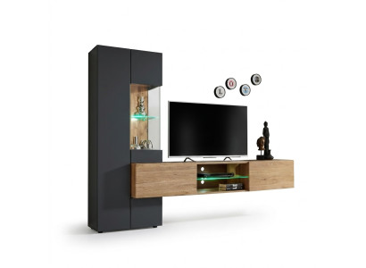 Gray Complete Wall Unit Luxury Designer Shelf Living Room New Furniture