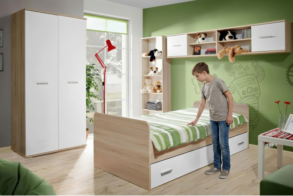 Children's Room Complete Bed Wardrobe Bookshelf Wall Shelf Set 5 pcs