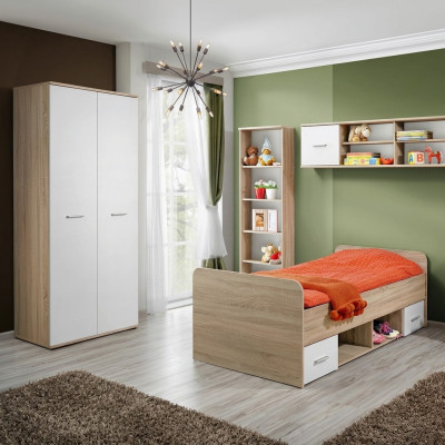 Complete children's room set, nightstand, designer bed, modern wardrobe furniture