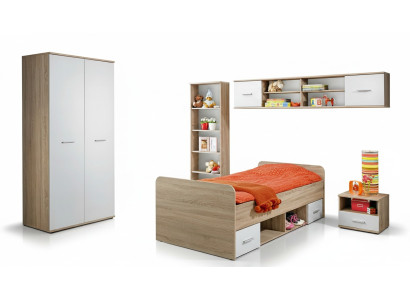 Complete children's room set, nightstand, designer bed, modern wardrobe furniture
