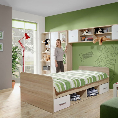 Children's Room Set Bed, Nightstand, Designer Wardrobe, Modern Furnishing 4-piece