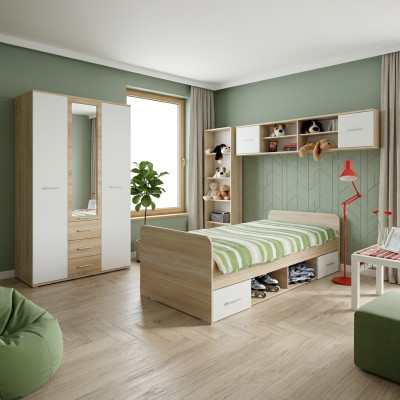 Children's Room Set Bed, Nightstand, Designer Wardrobe, Modern Furnishing 4-piece