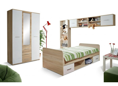 Children's Room Set Bed, Nightstand, Designer Wardrobe, Modern Furnishing 4-piece