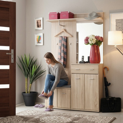 Design modern hallway wardrobe luxury clothes rack furniture wood entryway new