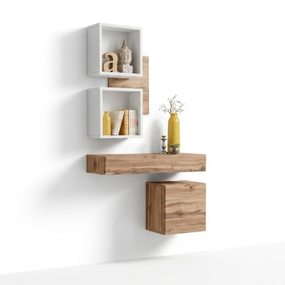 Modern 4-piece entry set with wall shelves and new cabinet