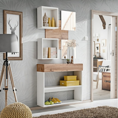 Luxury shoe furniture set for entry with modern wooden design