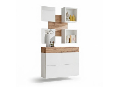Perfect complete luxury entrance area with modern mirror and shelves