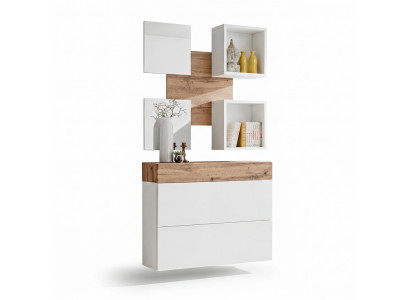 Perfect complete luxury entrance area with modern mirror and shelves