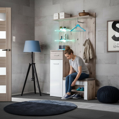 Modern luxury furniture set with wooden shoe shelf