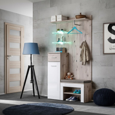 Modern luxury furniture set with wooden shoe shelf