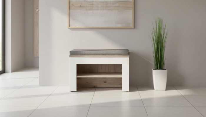 Gray shoe cabinet with cushion Modern design New furniture Wooden shoe cabinet
