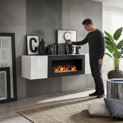 Luxury built-in wardrobe with fireplace furniture for living room design decoration