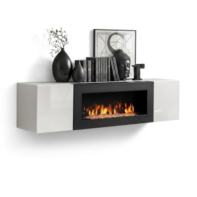 Luxury built-in wardrobe with fireplace furniture for living room design decoration