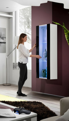 Luxury wall-mounted display cabinet for the living room, modern furniture made of new wood