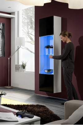 Modern white hanging wooden display cabinet