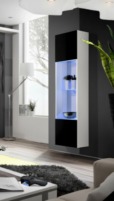 Modern white hanging wooden display cabinet