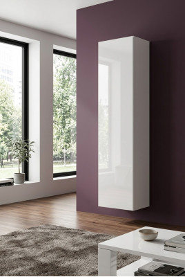 Luxury white wooden built-in wardrobe with modern design for the living room