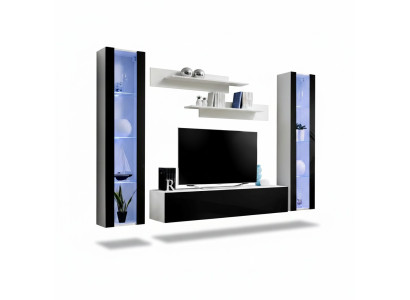 Luxury living room set 5 pieces modern wall cabinet black TV stand