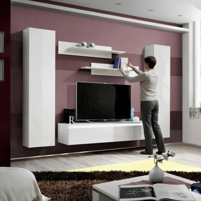 Living room wall unit complete living room furniture 5-piece set wall shelves TV stand