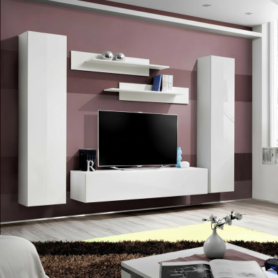 Living room wall unit complete living room furniture 5-piece set wall shelves TV stand