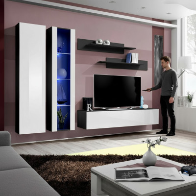 Living room furniture wall unit TV stand complete setup modern