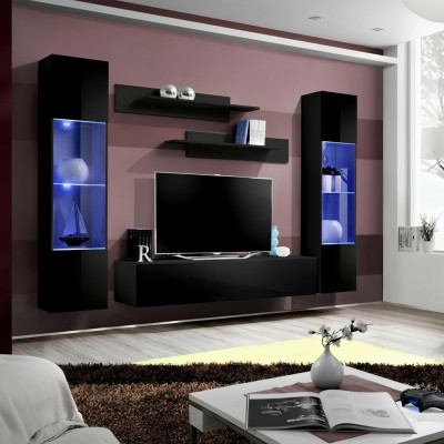 Modern TV furniture with designer shelves in 5 parts