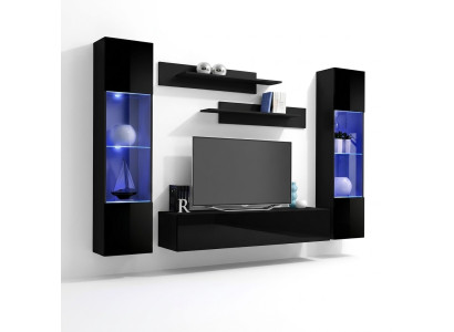 Modern TV furniture with designer shelves in 5 parts