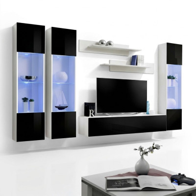 Modern living room furniture with TV stand and shelves 6 pieces
