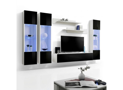 Modern living room furniture with TV stand and shelves 6 pieces