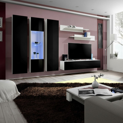 Designer wall unit shelf for living room wooden hanging display furniture