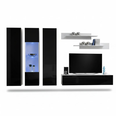 Designer wall unit shelf for living room wooden hanging display furniture