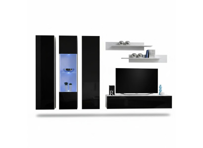 Designer wall unit shelf for living room wooden hanging display furniture