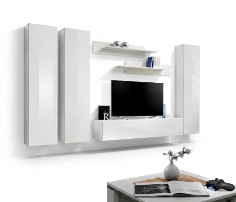 Complete Set 6-piece White Living Room Wall TV Stand Living Room Furniture