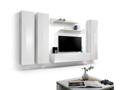 Complete Set 6-piece White Living Room Wall TV Stand Living Room Furniture