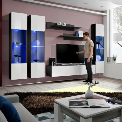 Perfect complete luxury living room furniture set 6 pieces modern wall TV support
