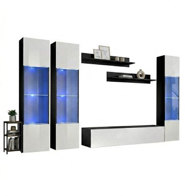 Perfect complete luxury living room furniture set 6 pieces modern wall TV support